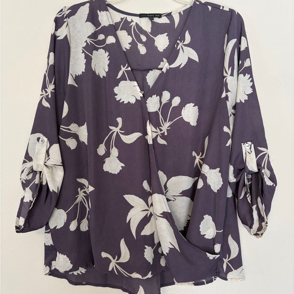 West Kei Purple Floral Women's Blouse - Picture 4 of 7